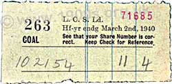 1940s Co-op sales receipt showing the amount spent and the customer number