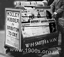 Newstand for selling newspapers and magazines on the streets in the 1940s and 1950s