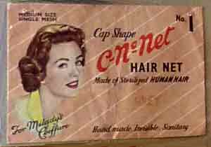Hair net designed for daytime use, still in its original packet, 1940s and 1950s