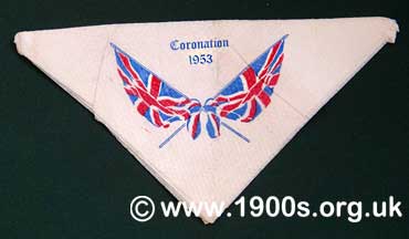 Souvenir paper table napkin of the coronation of Queen Elizabeth II