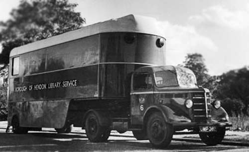 Mobile lubrary, mid 20th century Britain