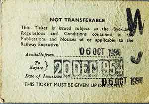 Back of 1954 UK train season ticket