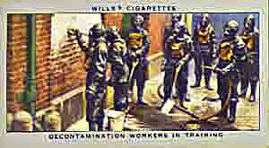 World War Two decontamination workers in training 