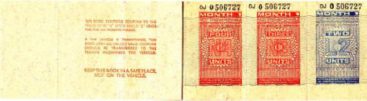 inside front cover and first page of book of 1973 petrol coupons, thumbnail