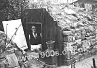 Anderson air-raid shelter, World War Two, photographed in 1940