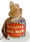 Reckitts blue bag as used in the first half of the twentieth century in rinsing water to make washing look whiter.