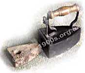 antique irons which used a hot brick inside to heat them - common in the early 1900s