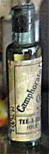 Camphorated oil, a Victorian / Edwardian remedy for a blocked nose due to a common cold