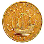 half penny, old english money