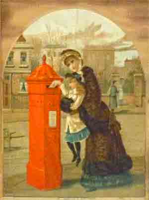 Posting a letter in a Victorian or Edwardian post box