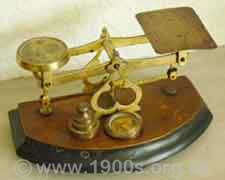 Victorian or Edwardian scales for weighing letters and packages for posting, late 1800s-early 1900s