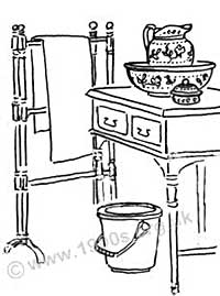 A typical old washstand in bedrooms used by visitors in the early 1900s.