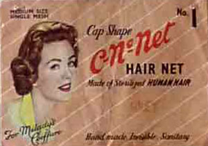 Hair net designed for daytime use, still in its original packet, 1940s and 1950s